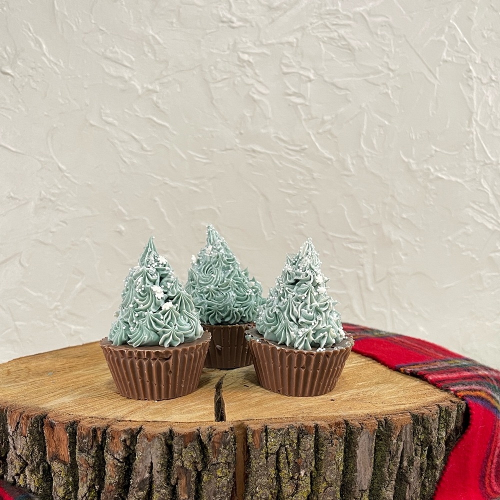 Mini Christmas Tree Cupcake Artisan Soap Bar | Festive & Fun!